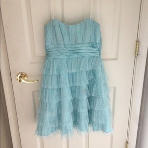 Light blue strapless cocktail dress